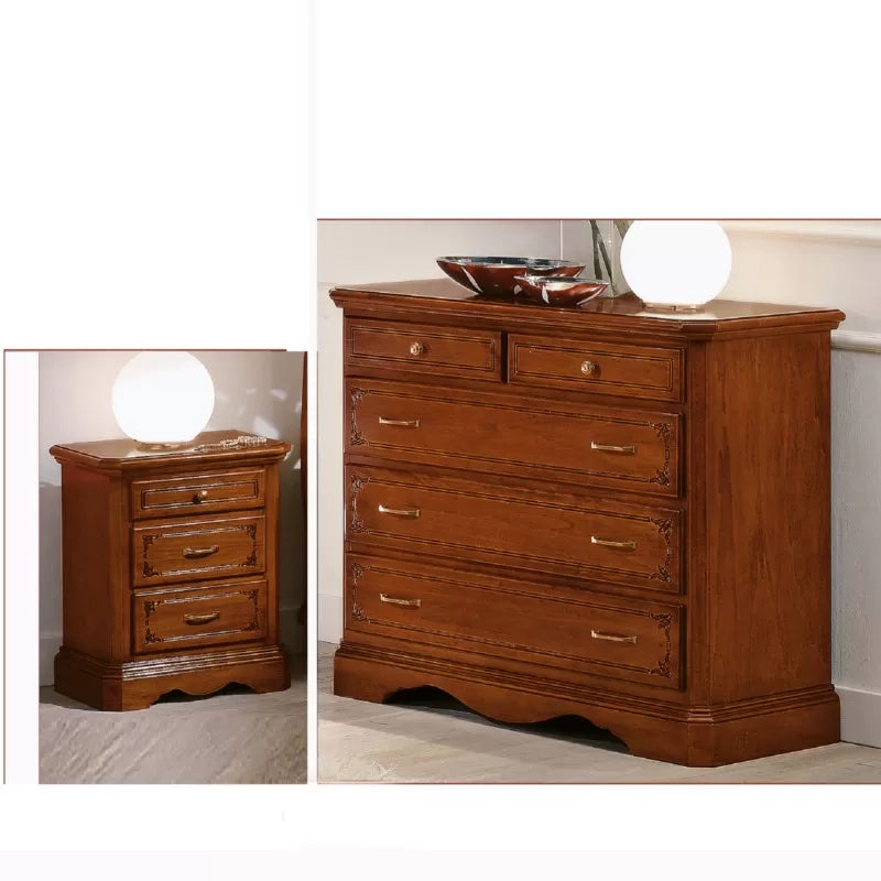 Como' in legno 5 cassetti intagliato su noce l.117 x p.51 h.99