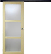 Porta scorrevole smaltata Ayous impiallacciato 3 vetri H204 x L83 + binario a rulli nero  + 2 gusci installati