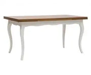 Tavolo allungabile Shabby chic piano noce Bassano e base ondulata bianca gambe provenzali