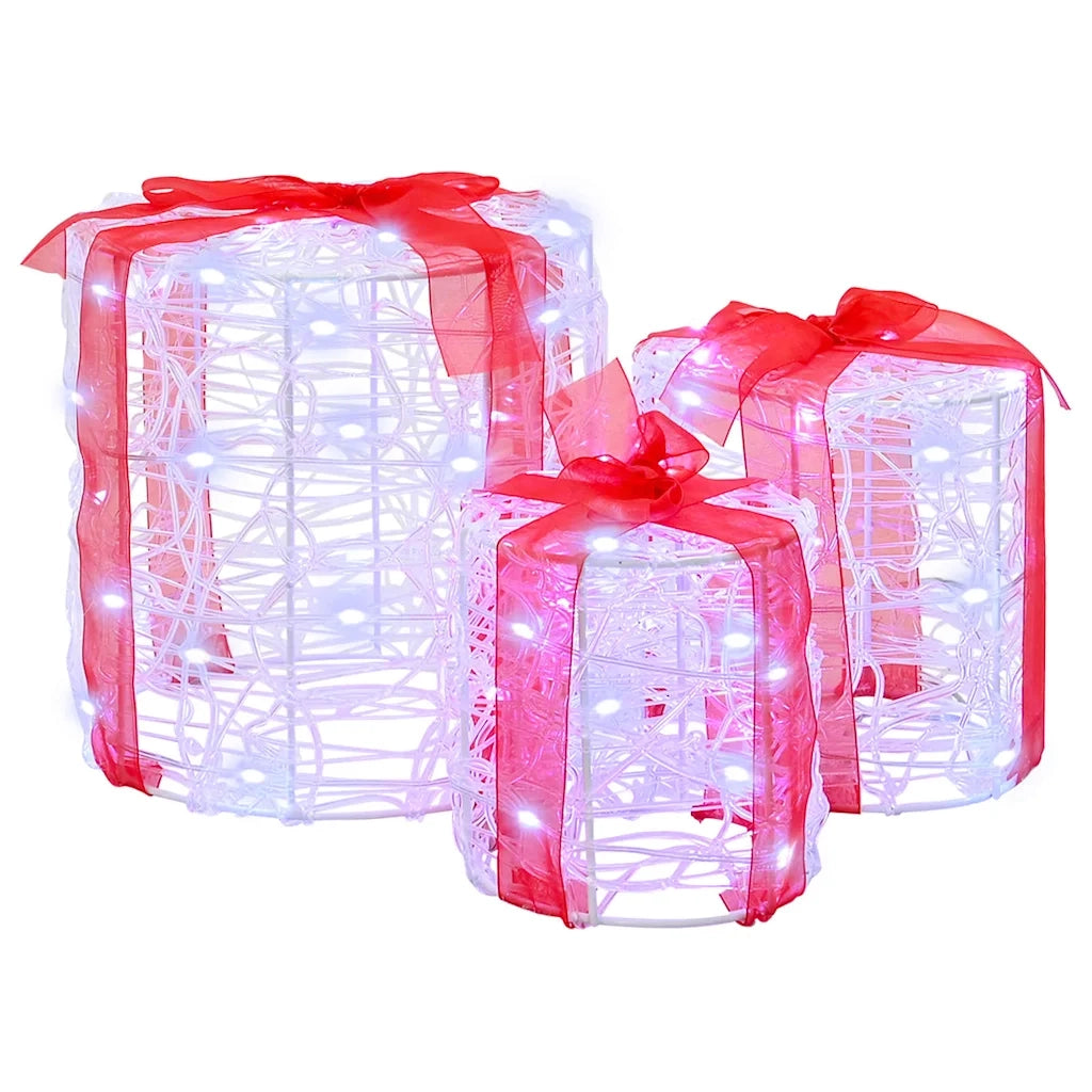 Decorazione Scatola Regalo 3 pcs Bianco freddo 20 x 20 x 21 cm