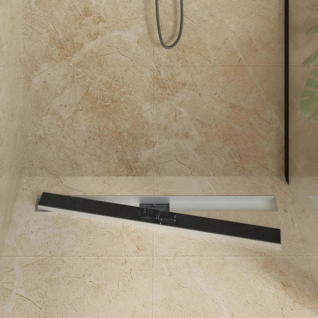 Drenaggio doccia con copertura in vetro Nero 90 cm CFW3675910