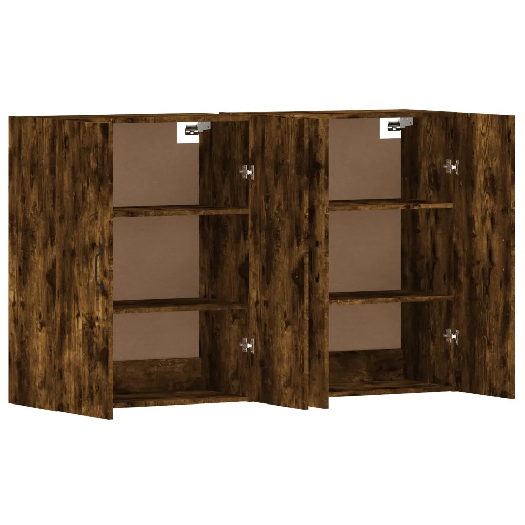 Armadietti a Parete 2 pz Rovere Fumo in Legno Multistrato 3197886