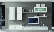 Parete attrezzata porta tv in legno bianco l.315 p.36/60 h.220