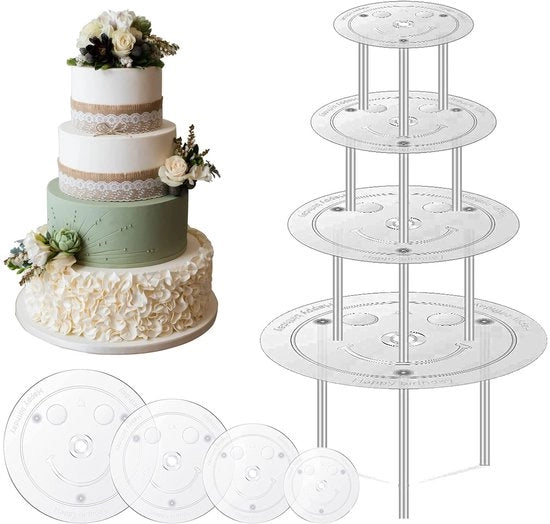 Stand per torta in acciaio inossidabile - 4 set di supporti per torta - 9/12/16/20 cm