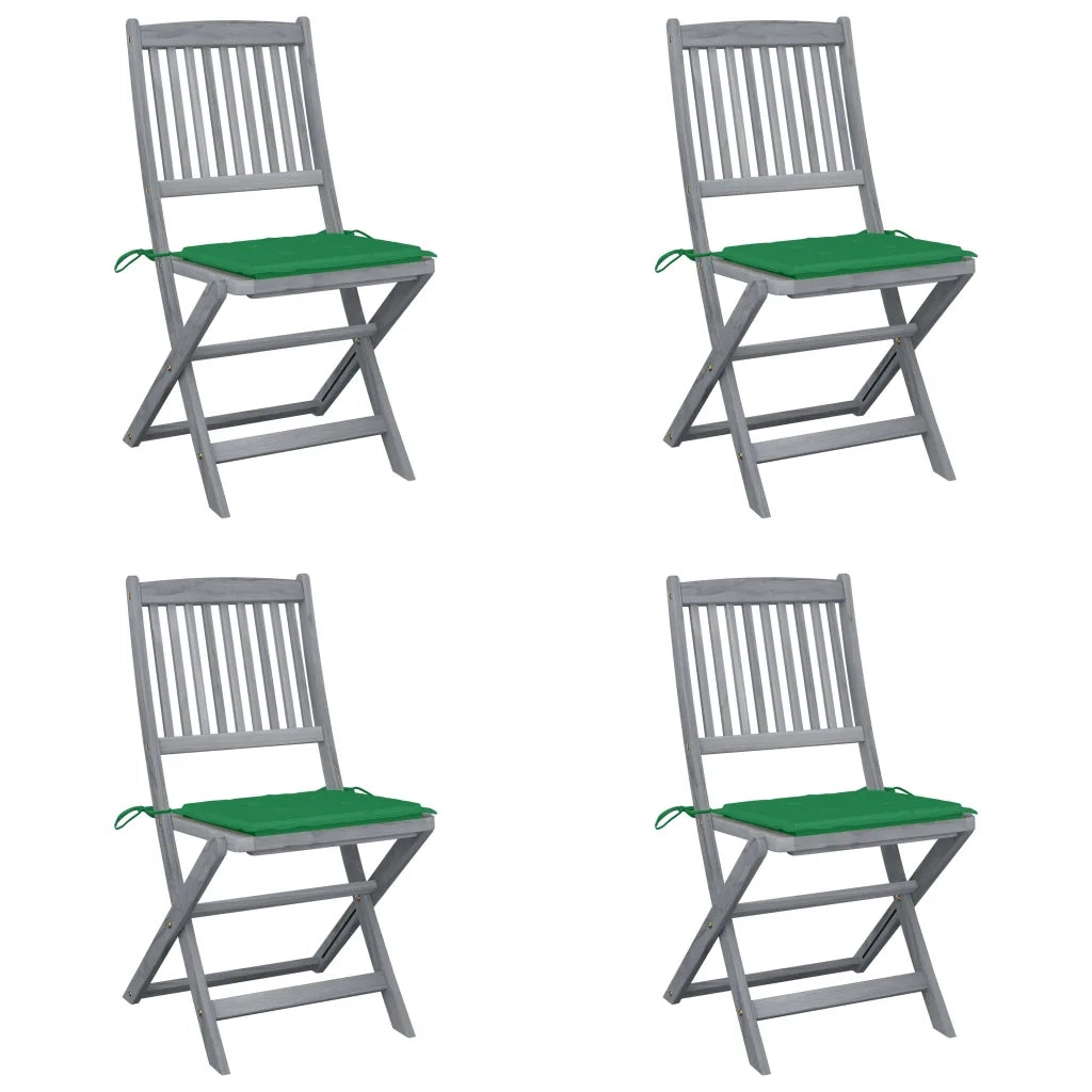 Sedie da Giardino Pieghevoli 4pz con Cuscini in Massello Acacia cod mxl 8161