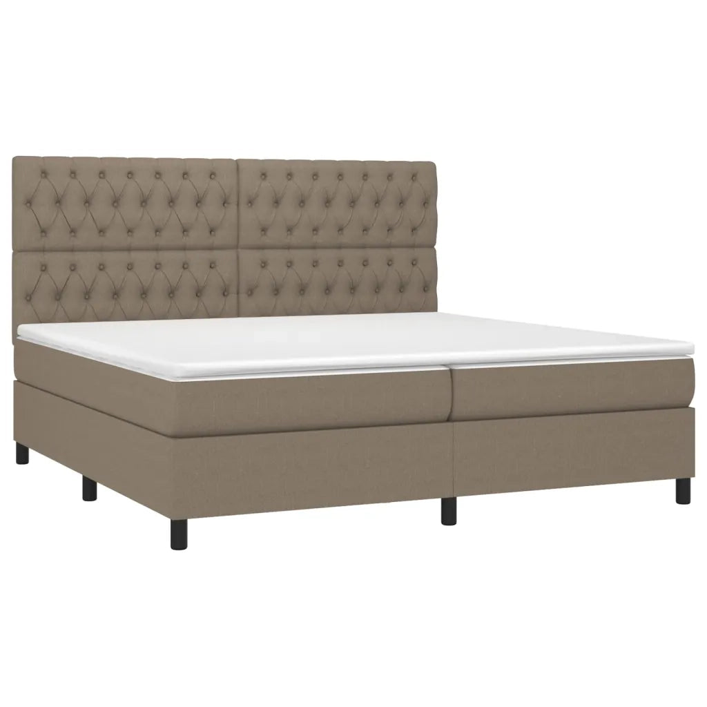 Letto a Molle Materasso e LED tortora 200x200cm in Tessuto 3135145