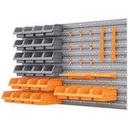 Sistema Parete per Attrezzi con Ripiani e Cestelli ¨C Zephmum ¨C Grigio e Arancione 95x54 cm