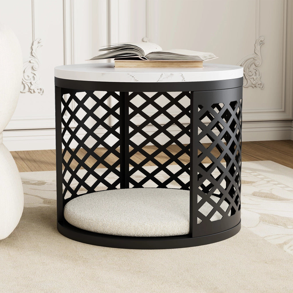 TAVOLINI DA CAFFÈ Set 2 Pezzi Rotondi 70x70x45 cm Bianco in MDF e Metallo