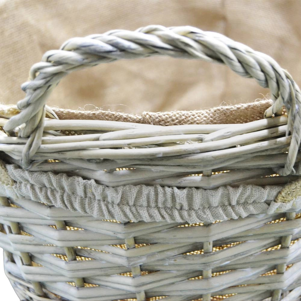 Cesta cestino portapane in vimini avorio con manici intrecciati cm 45x31,5x h 22