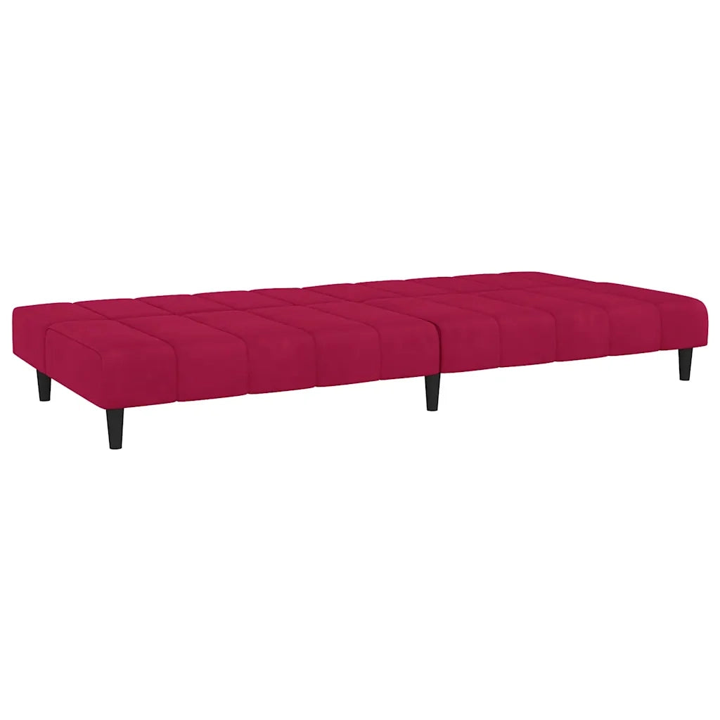 Divano Letto a 2 Posti Rosso Vino in Velluto 375768