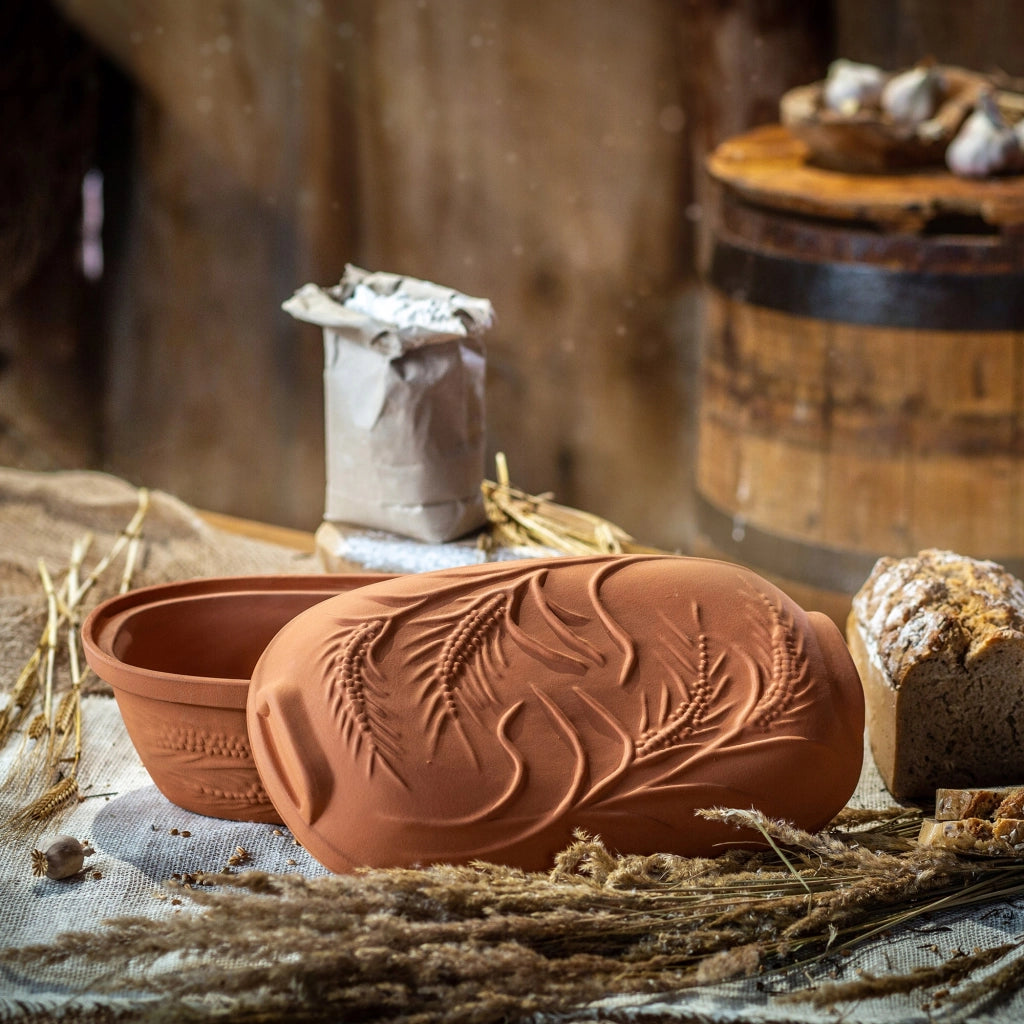Vaso in terracotta KADAX Roman Clay Pot 4.5L, forma ovale grande con coperchio.