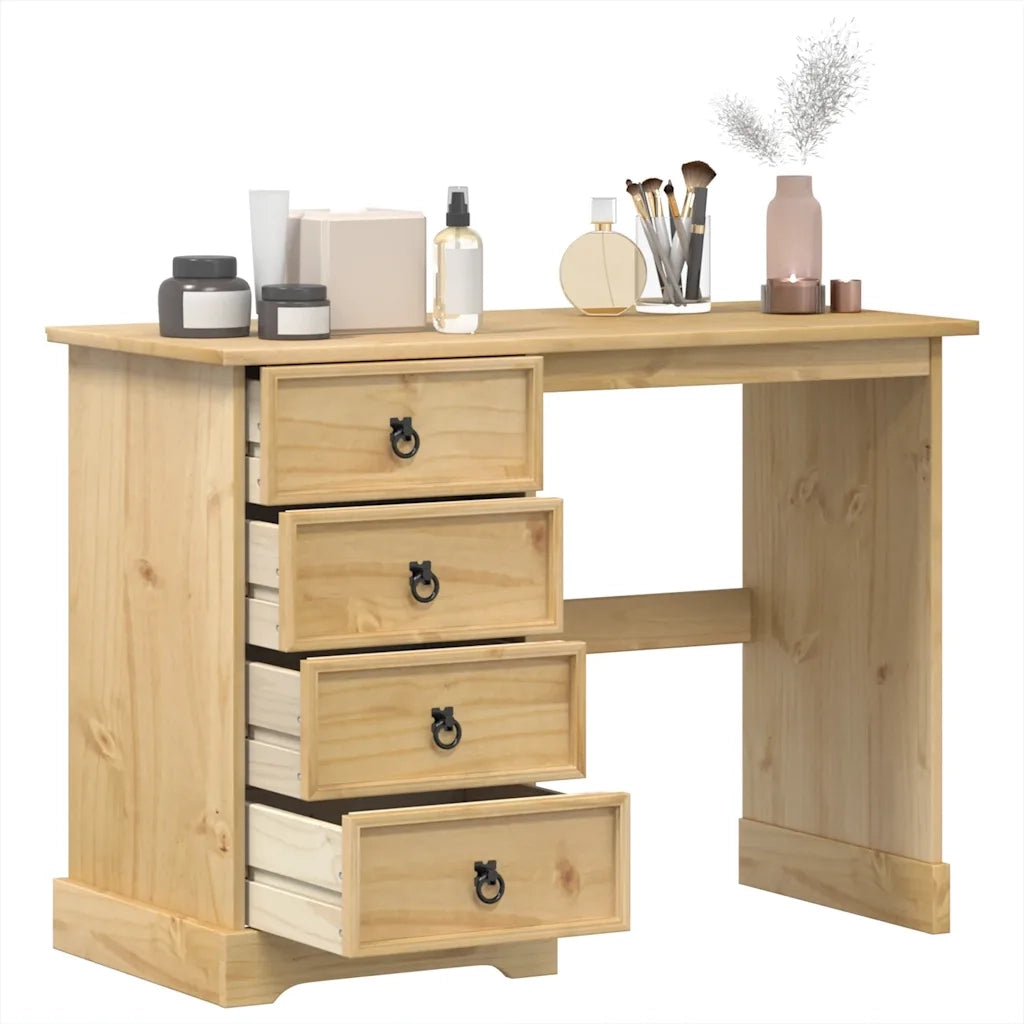 Toeletta | Tavolo da Trucco Corona 104x47x75 cm in Legno Massello di Pino