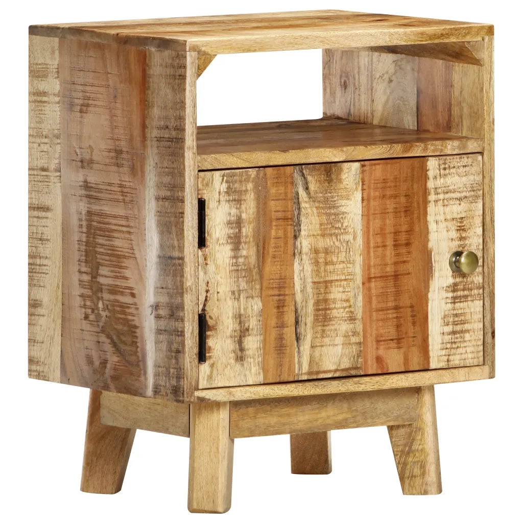 Comodino | Armadio da Notte | Mobiletto da notte 40x30x50 cm in Legno di Mango Grezzo