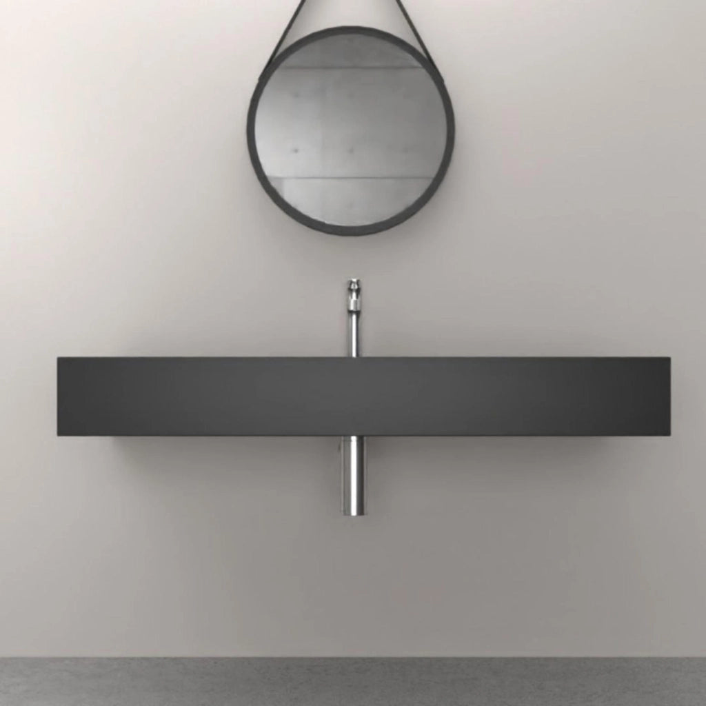 Top lavabo sospeso in materiale marmo resina finitura liscia due colorazioni *** misure 60x46x15 cm, tinta antracite,...