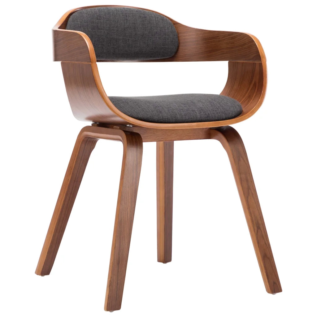 Sedie da Pranzo 4 pz Grigio Scuro in Tessuto e Legno Curvato 279477