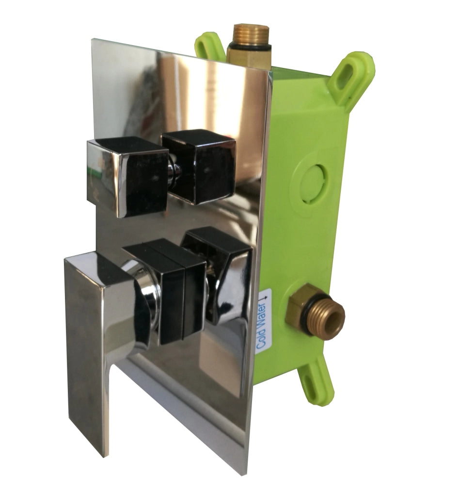 Kit Doccia Soffione Doccino e Miscelatore in Acciaio Inox 30x30 cm da Parete Square