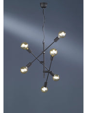 Sospensione Vintage 6 Luci Orientabili Cross Nero Opaco Trio Lighting