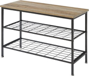 Scaffale a 3 livelli con ripiano di archiviazione - telaio metallico industriale - grigio + nero - per ingresso soggiorno cucina - TXJ003Y