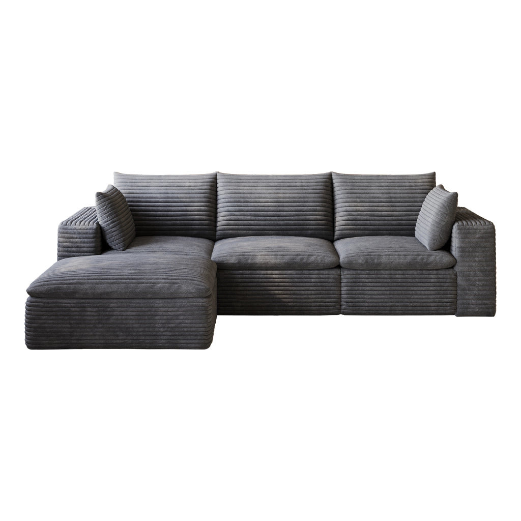 Divano Cloud 260 cm ¨C MINIMAL ¨C Velluto a coste grigio scuro, imbottito, senza montaggio