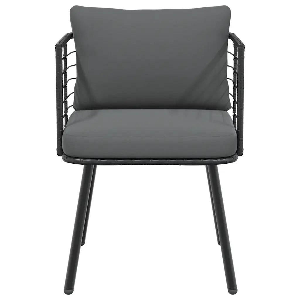 Poltrona da Giardino con Cuscini in Polyrattan Nero 4108259