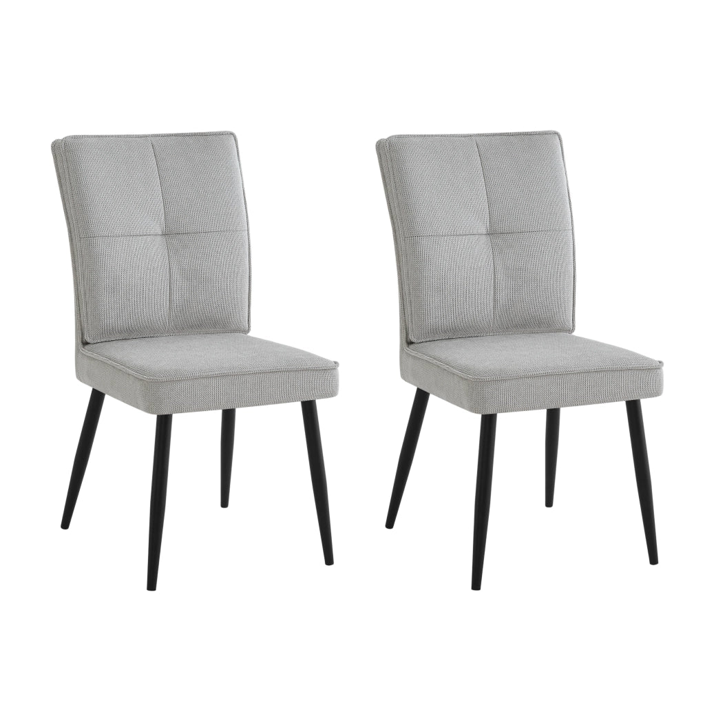 Set di 2 sedie da pranzo con rivestimento in ciniglia a motivo pied de poule e gambe in metallo nero grigio chiaro