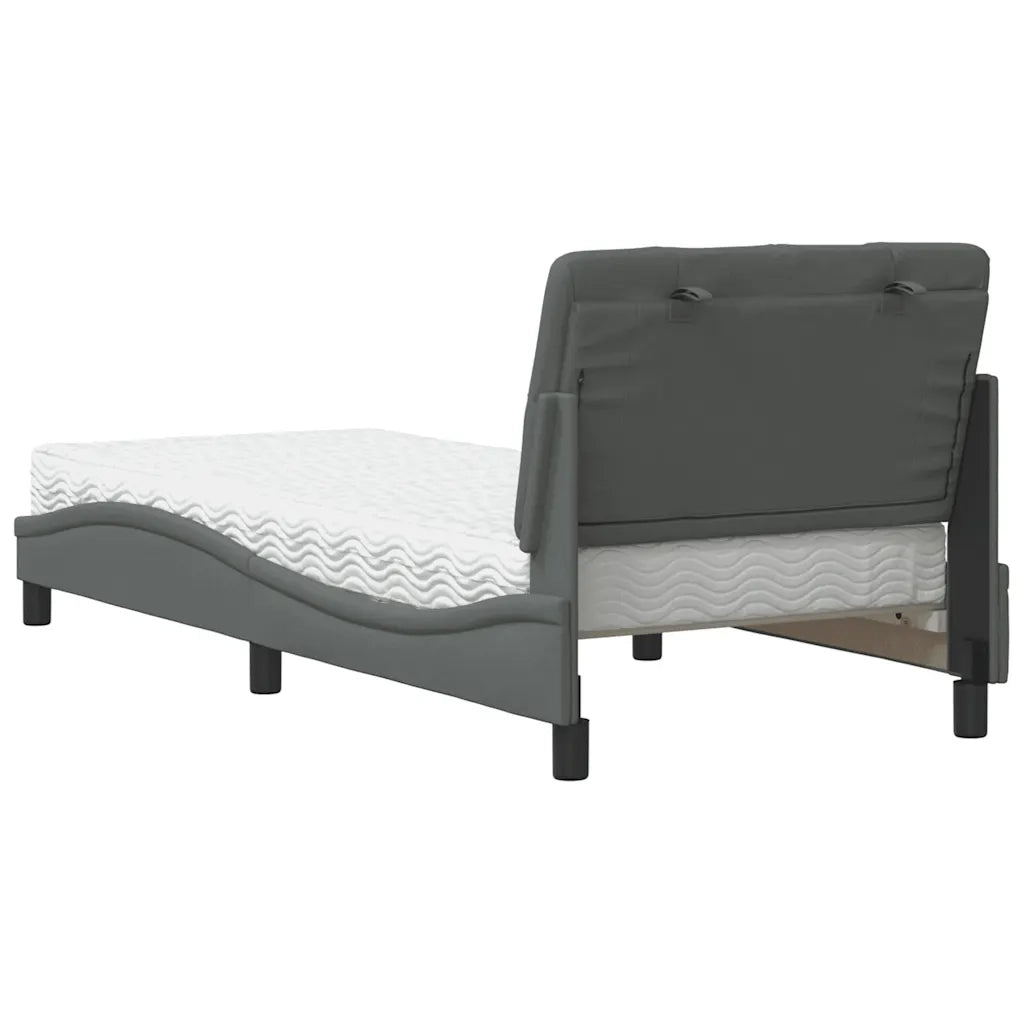 Letto con Materasso Grigio Scuro 90x190 cm in Tessuto
