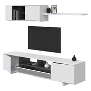 Mobile Soggiorno Angora, Parete Attrezzata 8 Ripiani, 200x41x46h cm Bianco Lucido