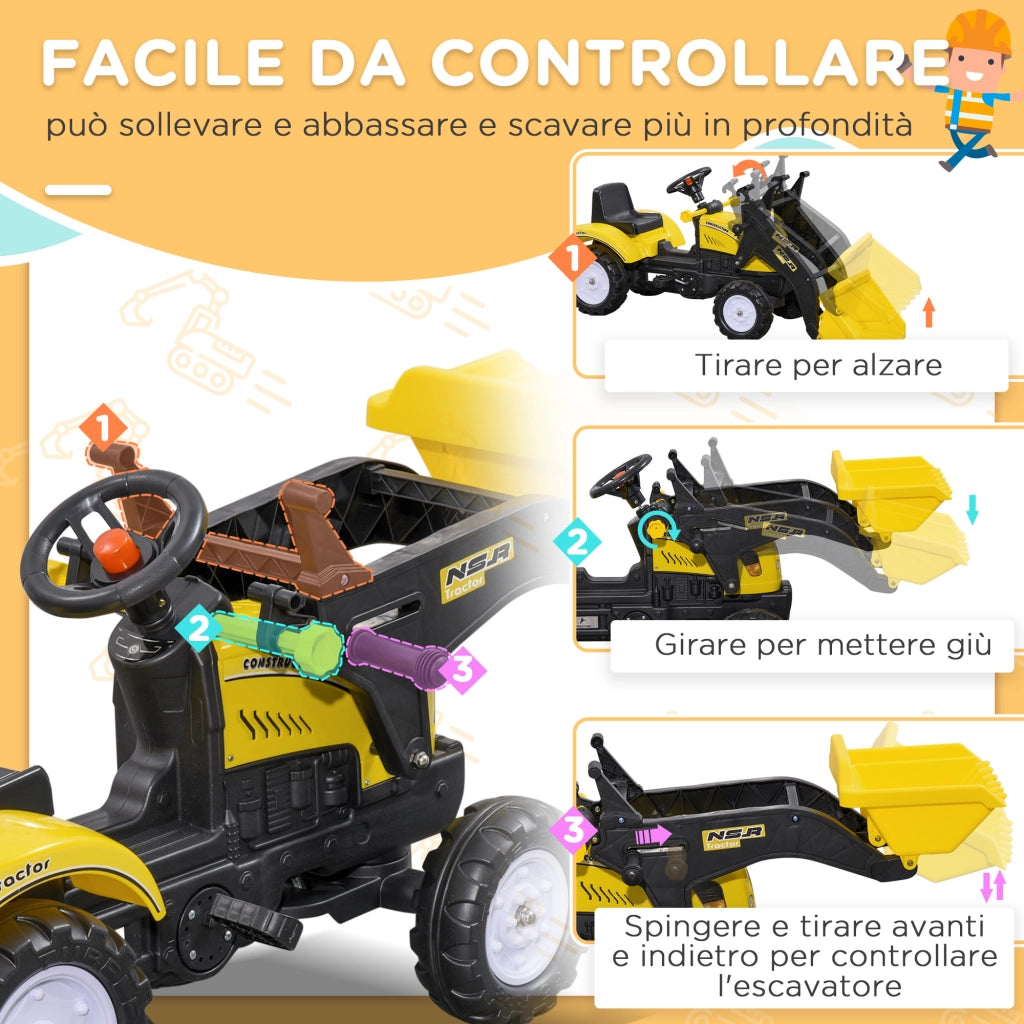 Giocattolo Escavatore con Ruspa ¨C Zephmum ¨C Giallo per Bambini 3 Anni