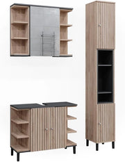 Set di mobili da bagno Aquis, Sonoma, 79.6 cm, composto da mobile sottolavabo, specchiera e colonna alta