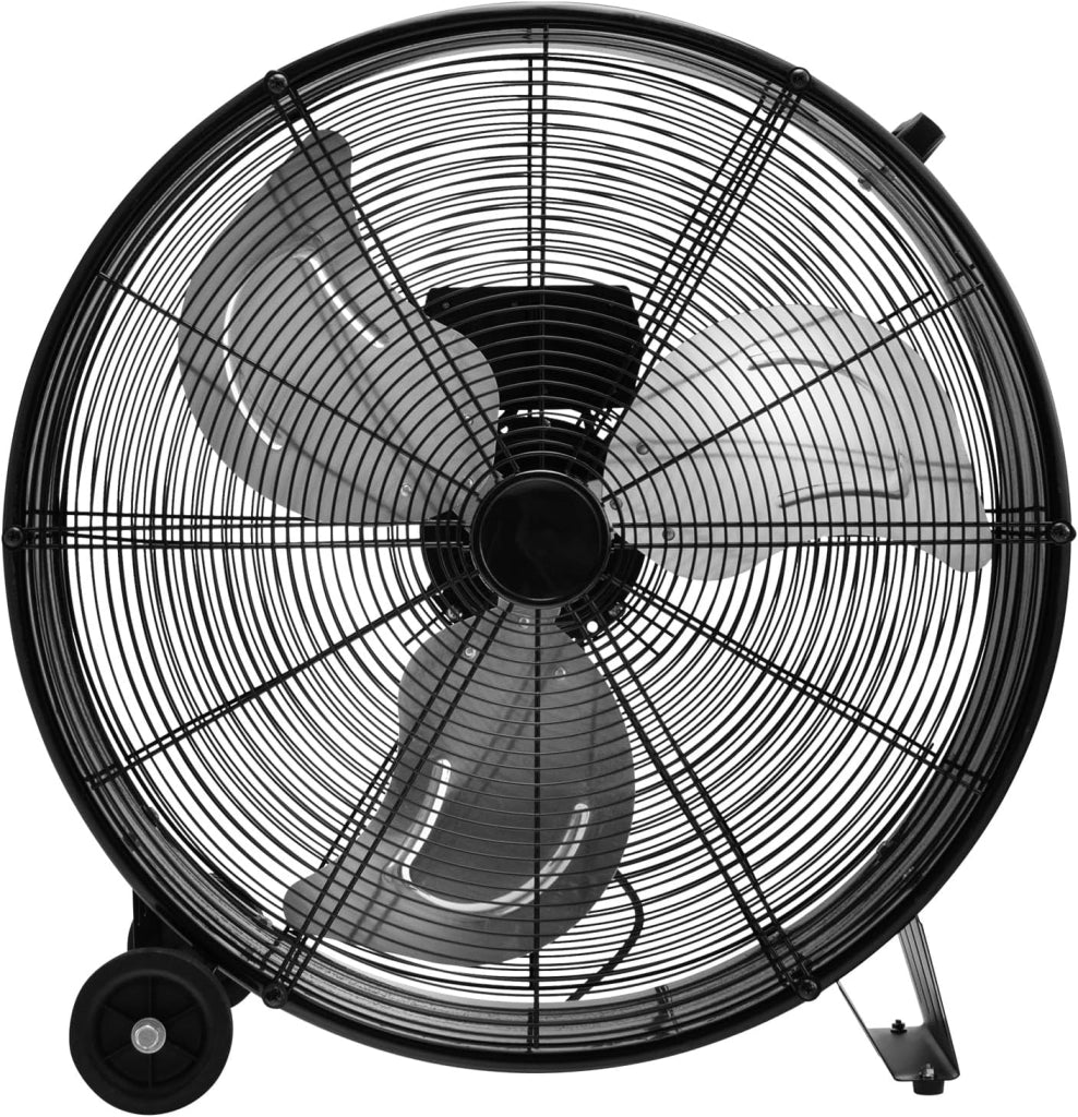 Ventilatori da Pavimento, 3 Velocità di Vento Regolabili, Ventilatore Industriale in Metallo, 2 Ruote in Gomma, per Magazzino, Officina, Cantina, Ufficio, Ø60 CM (Nero)