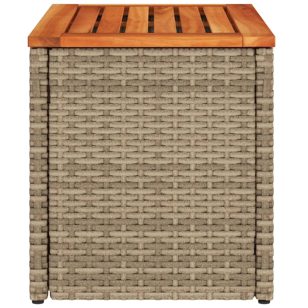 Tavolini Giardino 2 pz | Tavolino da esterno Beige 55x34x37 Polyrattan Legno Massello