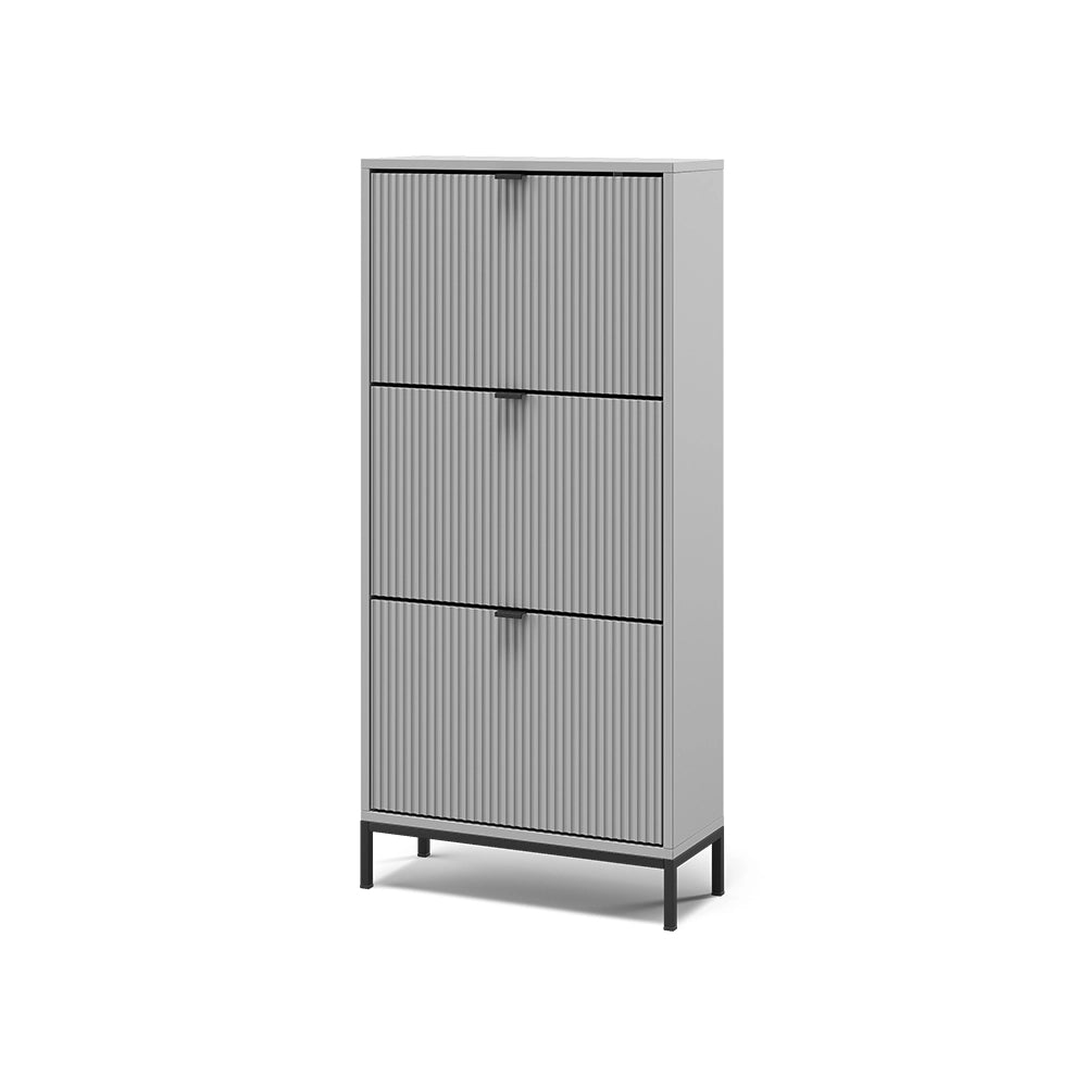 Vicco Scarpiera da ingresso Grigio 60 x 130 cm con 3 cassetti pieghevoli