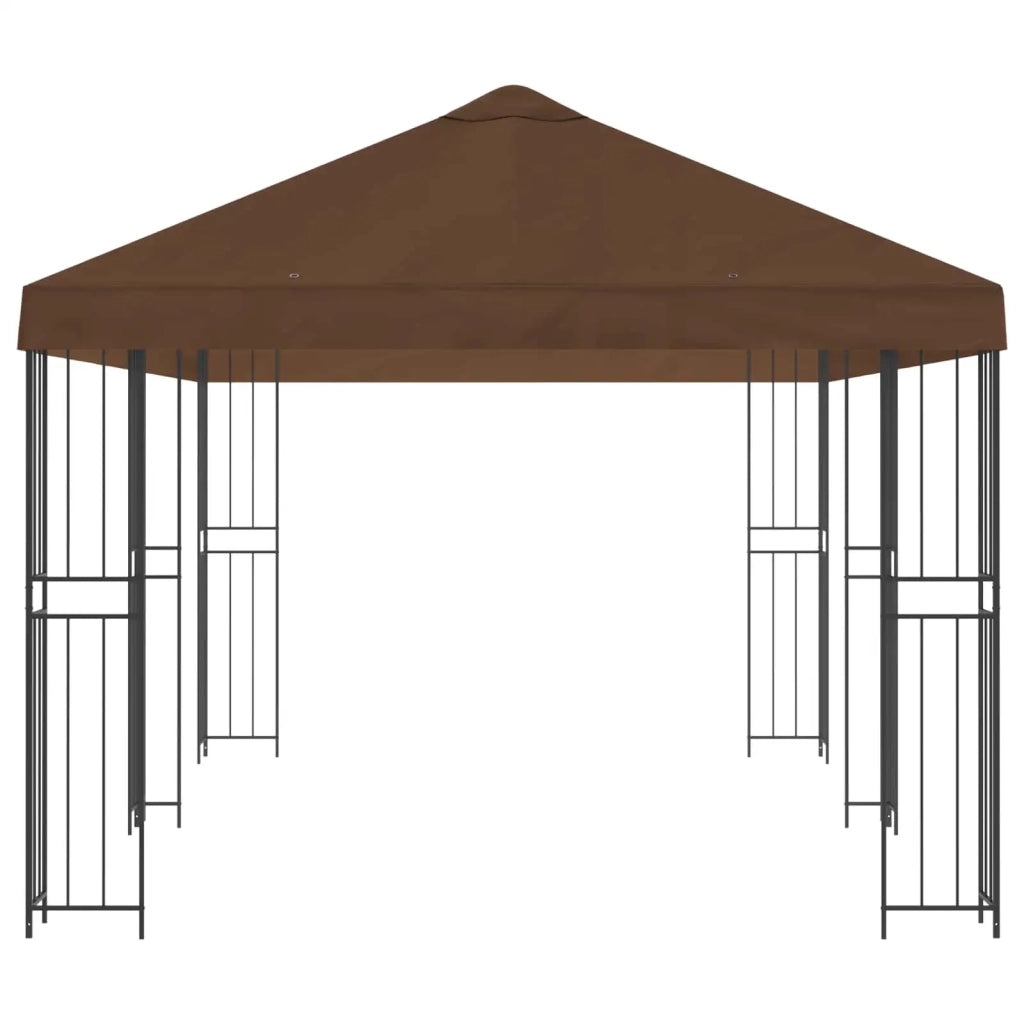 Gazebo con pareti laterali 6 x 3 m Marrone Poliestere e Acciaio