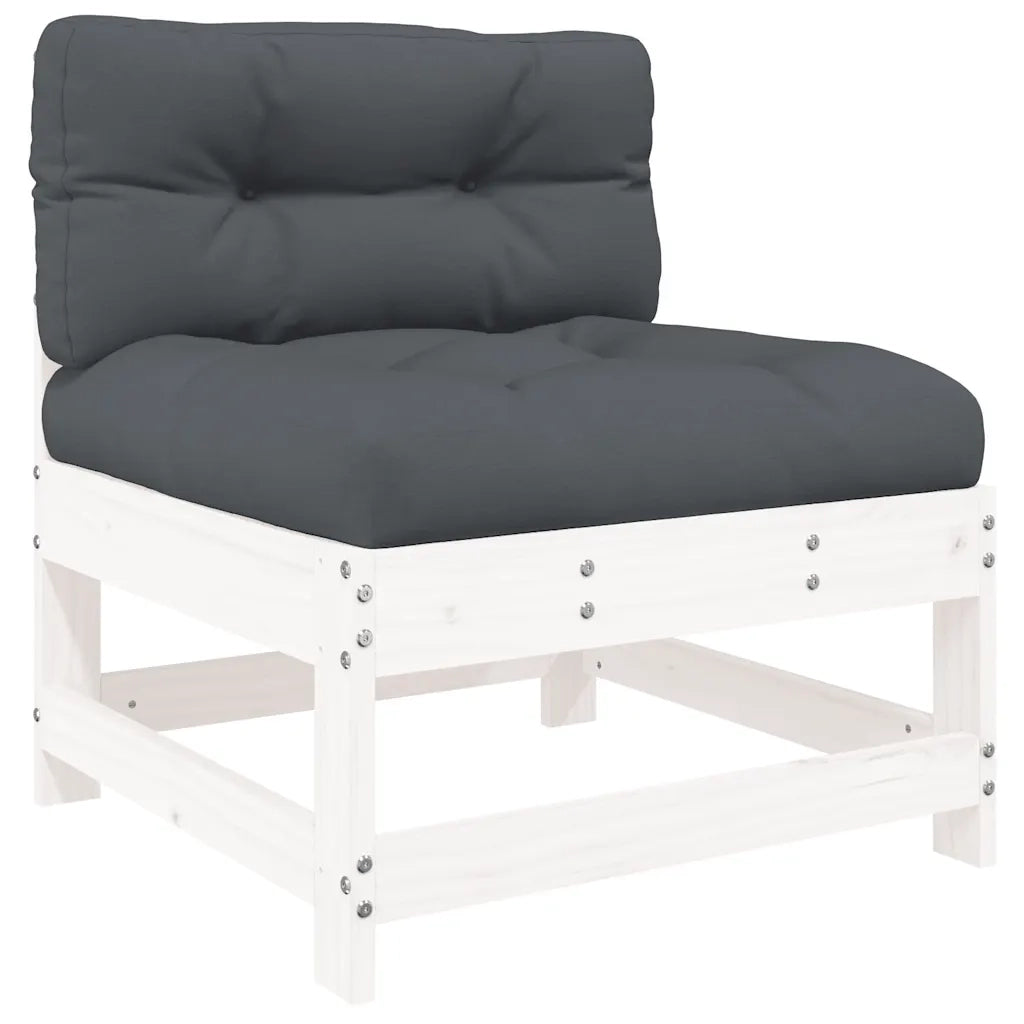Divano componibile-Divani Centrali con Cuscini 2 pz Legno Massello di Pino Bianco 811232