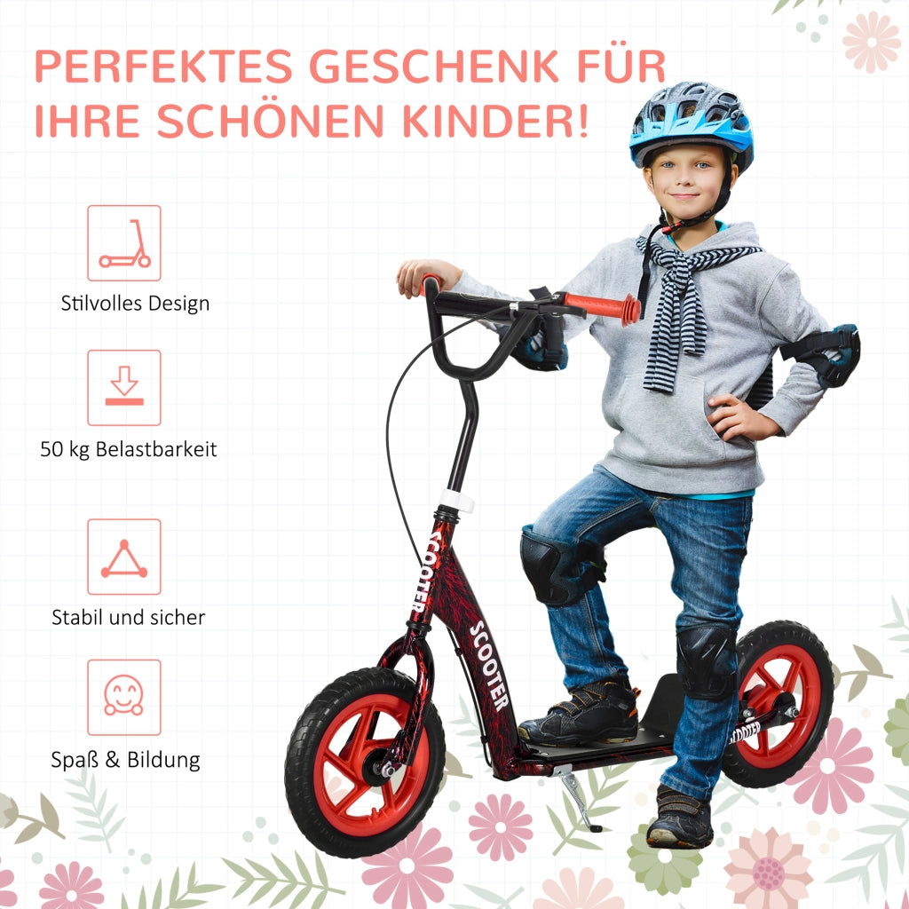 Monopattino per Bambini ¨C zephmum ¨C Regolabile in Altezza, 2 Ruote, Rosso, Acciaio e Plastica