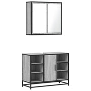 Set Mobili da Bagno | Armadio da bagno 2 pz Grigio Sonoma in Legno Multistrato