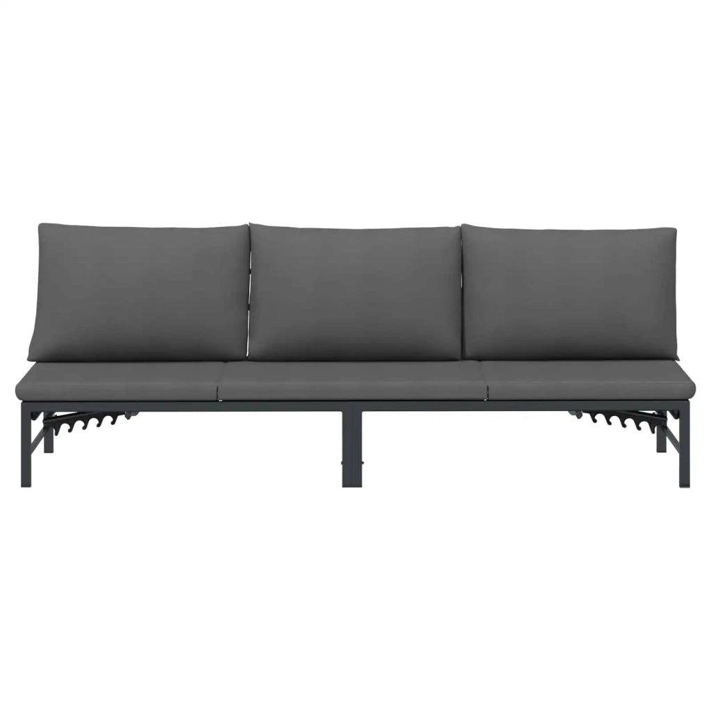 Lettino Lettino sole | Sdraio da giardino | Lettino da sole per 3 Persone Nero 200 x 62 x 59,5 cm Textilene