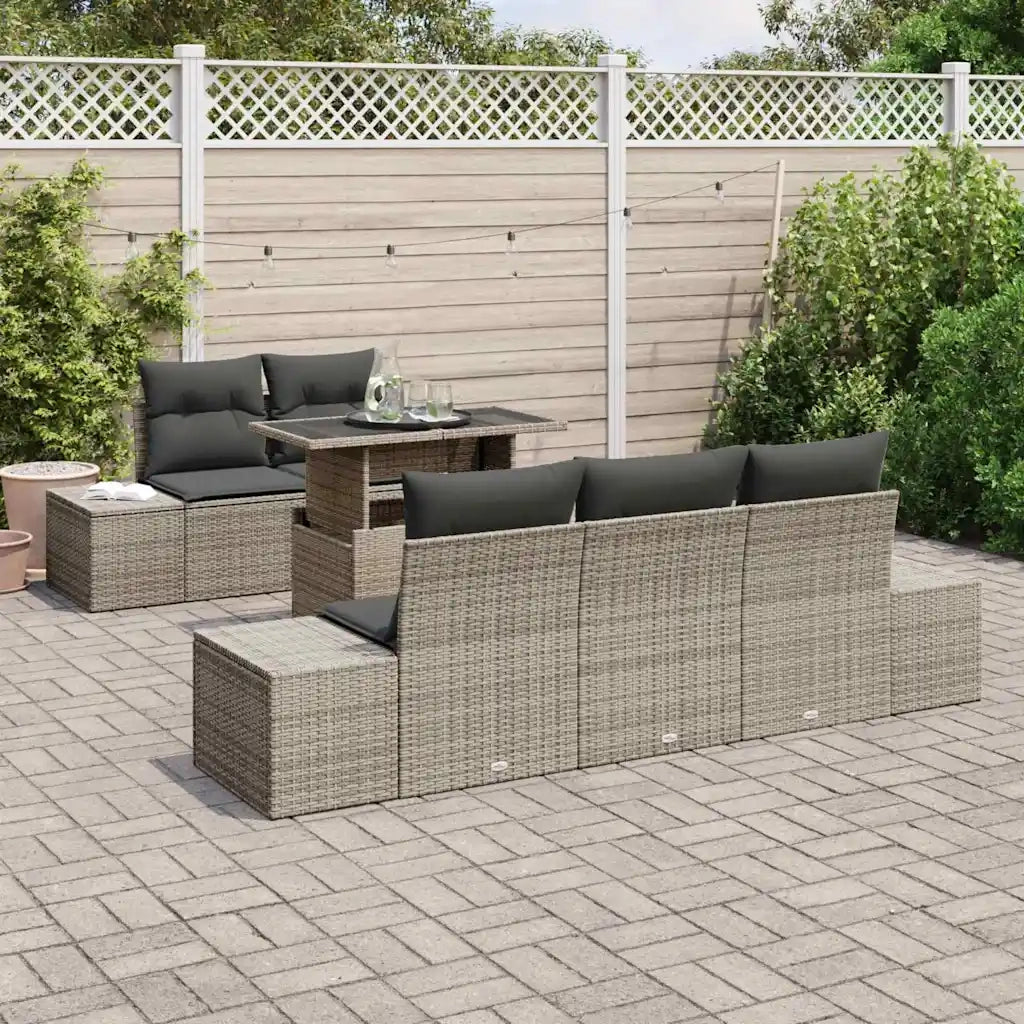 Set Divano da Giardino con cuscino con cuscino 6 pcs Grigio