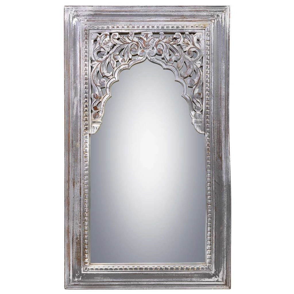 Specchio in legno invecchiato bianco 60x5x107