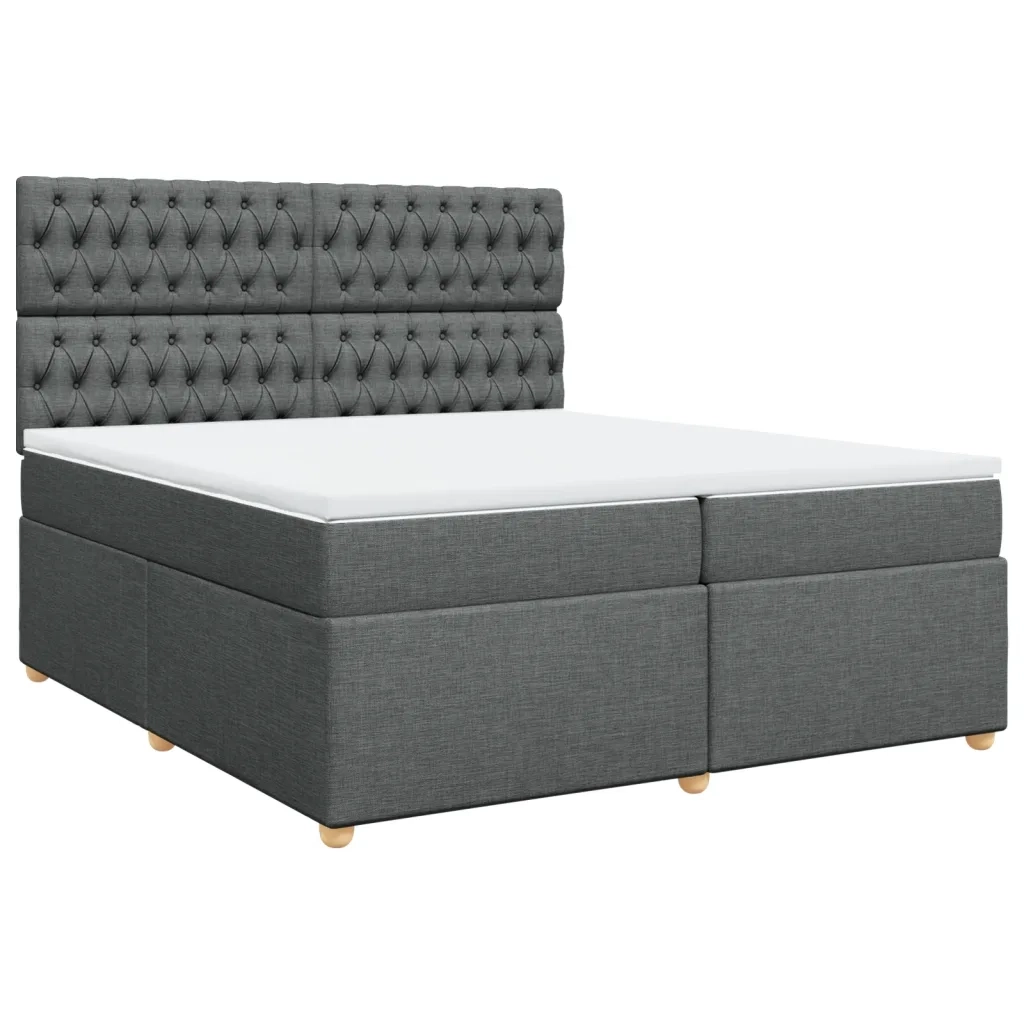 Giroletto a Molle con Materasso Grigio Scuro 200x200 cm Tessuto