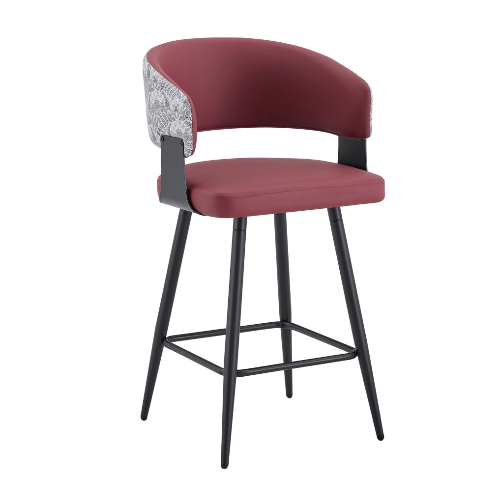 Sedia da sala da pranzo 46x47x94,5 cm in PU rosso, con braccioli e schienale