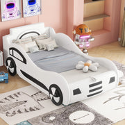 Letto per bambini a forma di auto 90 x 200 cm con rete a doghe e vano contenitore; bianco