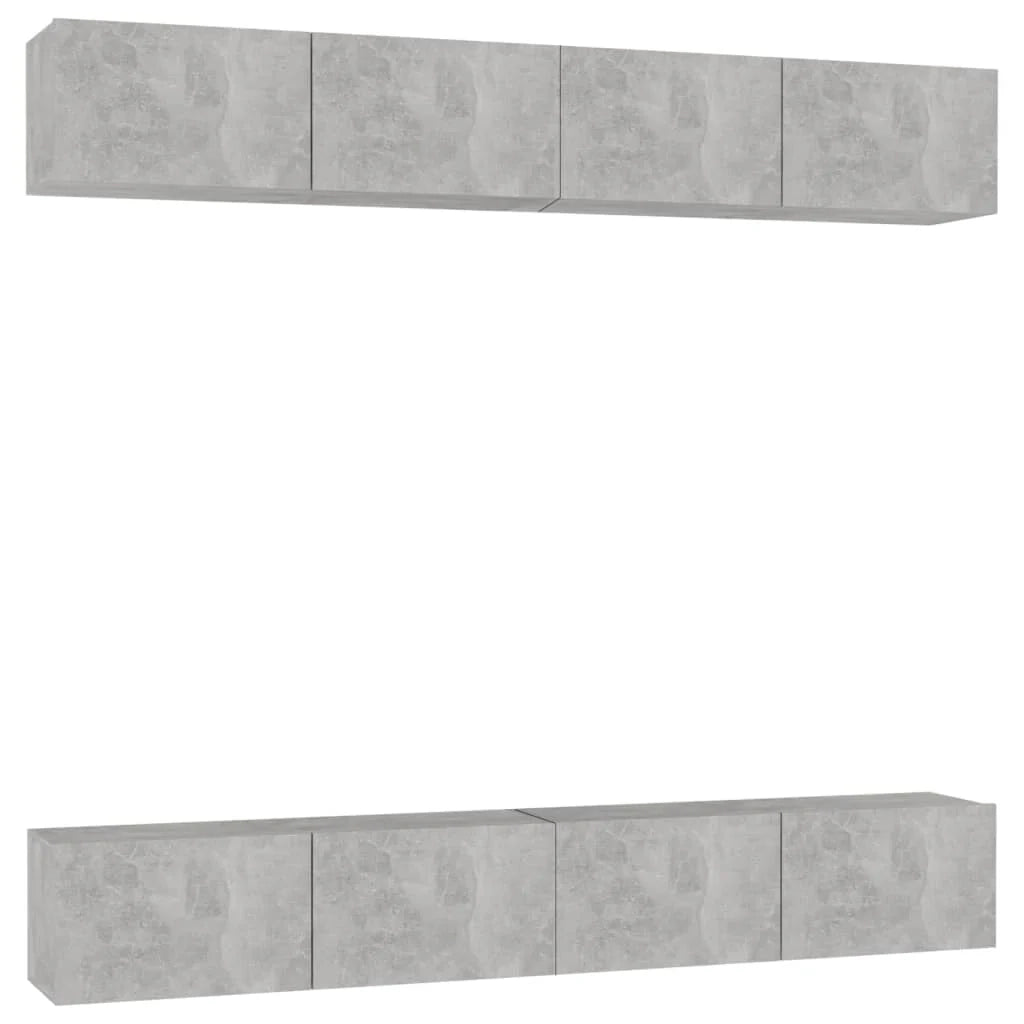 Mobile TV multimediale mensola TV credenza mobile TV sala da pranzo soggiorno camera da letto 4 pezzi 100 x 30 x 30 cm legno ingegnerizzato grigio 02_0028697
