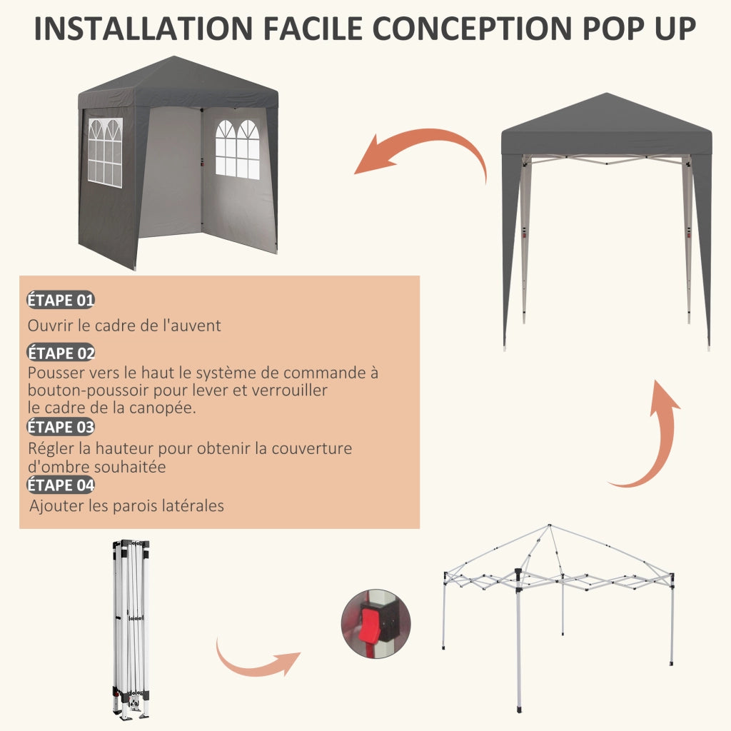 Tenda da giardino pieghevole ¨C zephmum ¨C grigio 3 pareti