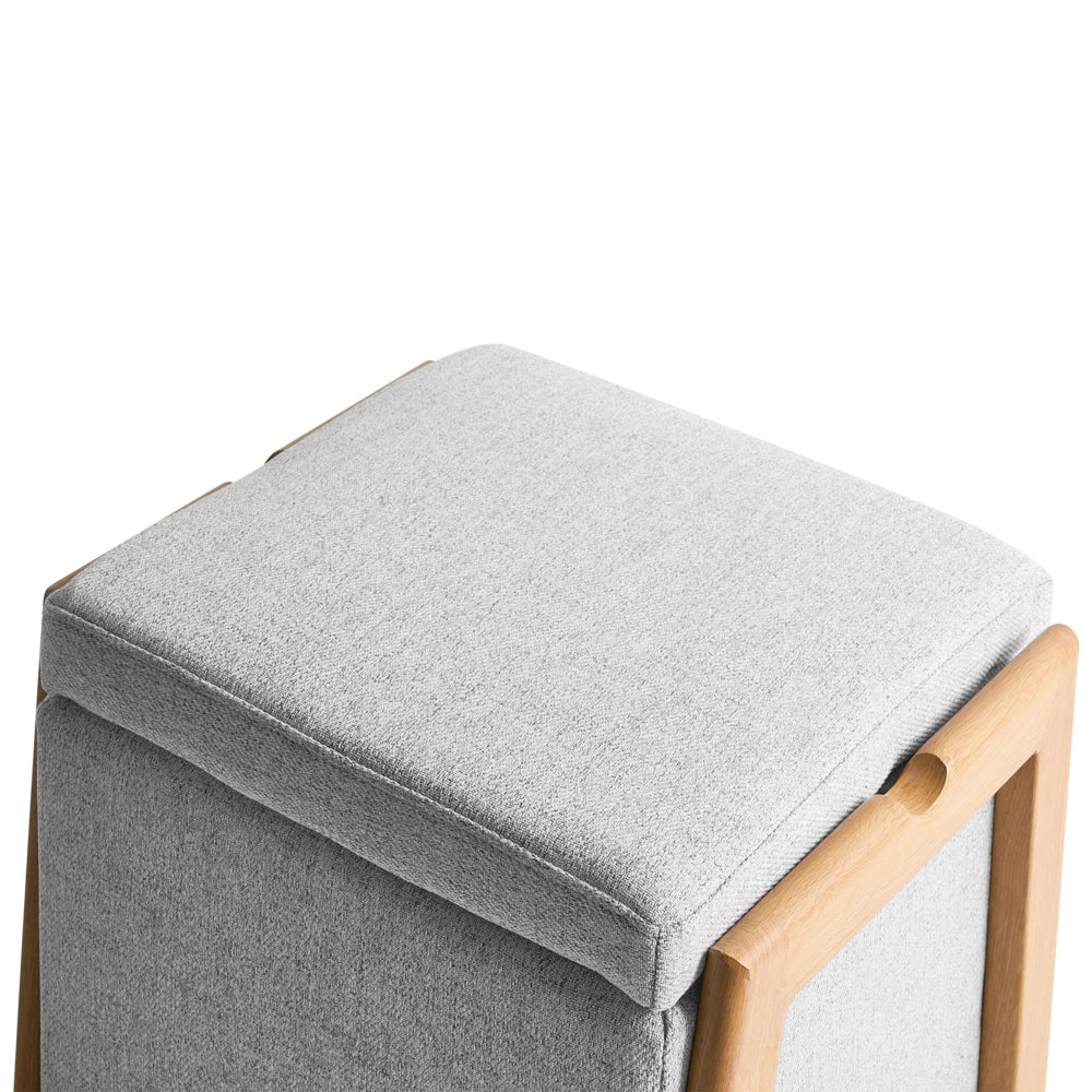 Pouf grigio rivestito in tessuto con contenitore Accessorio Soggiorno Camera da letto Glam Retrò