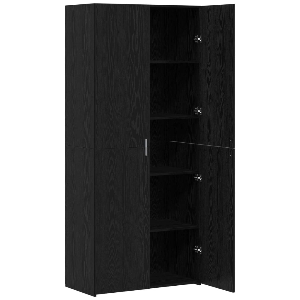 Credenza 2 pz-Set di 2 Buffet-Armadio da cucina Rovere Nero 80 x 42 x 185 cm