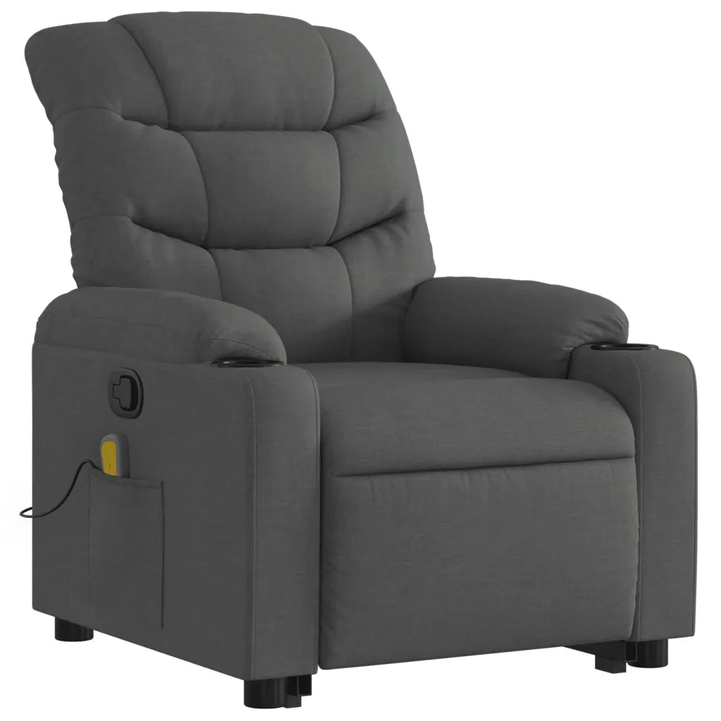 Poltrona Alzapersona Massaggi Reclinabile Grigio Scuro Tessuto 3206655
