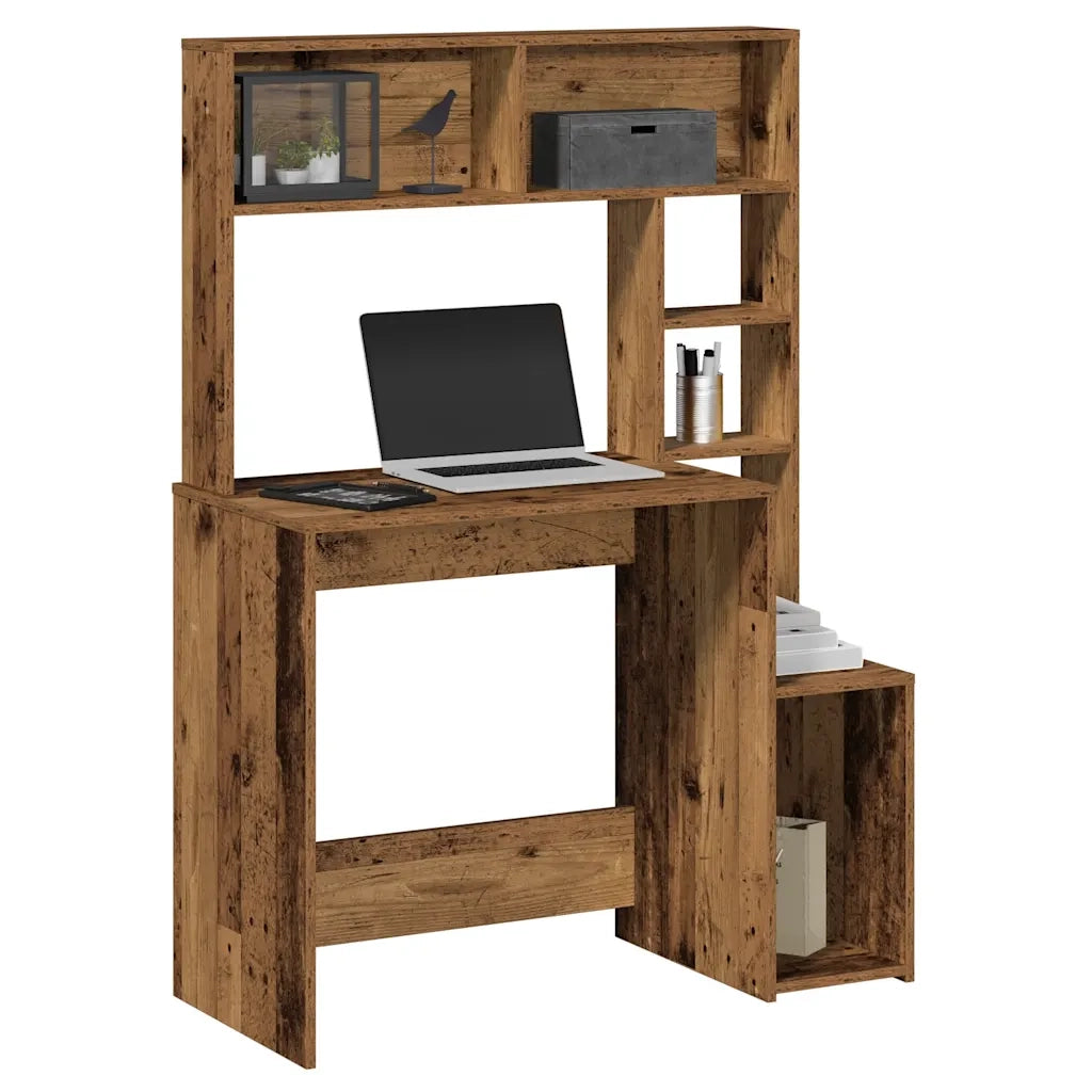 vidaXL Scrivania Mensole Legno Vecchio 100x45x140 cm Legno Multistrato