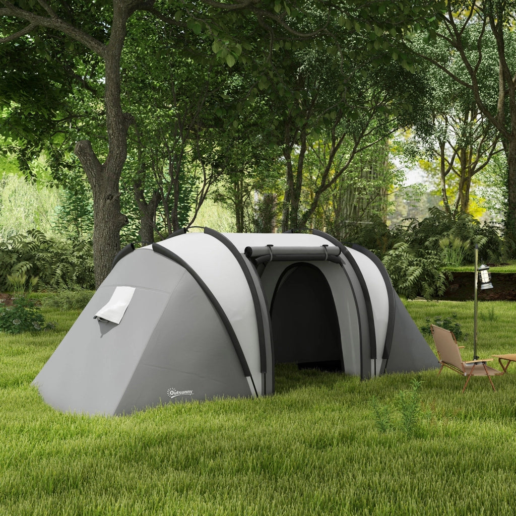 Tenda da Camping 4-5 Persone 2 Camere ¨C zephmum ¨C Grigio 450x220x180 cm