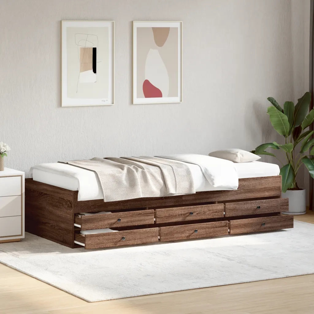 Divano Letto con Cassetti Rovere Marrone 75x190 cm Multistratocod mxl 114973
